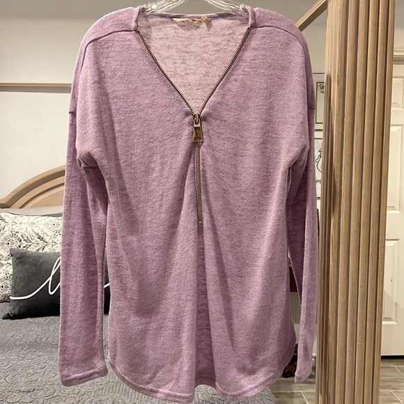 Soft Surroundings Womens Valentina 1/2 Zip Lavender V Neck Zippered Sweater XL - Picture 10 of 17